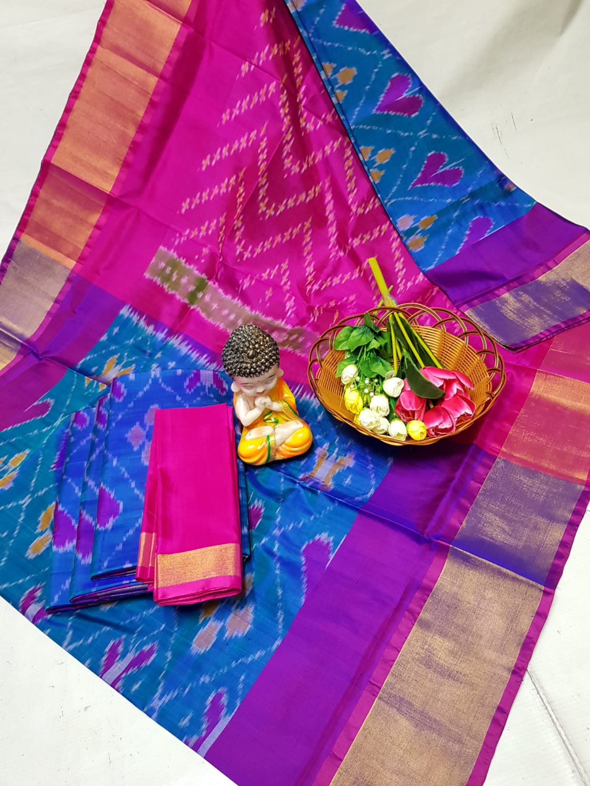 Light blue uppada pochampally sarees