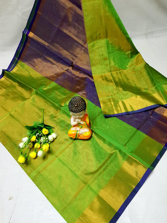 Green and dark blue Uppada tissue sarees