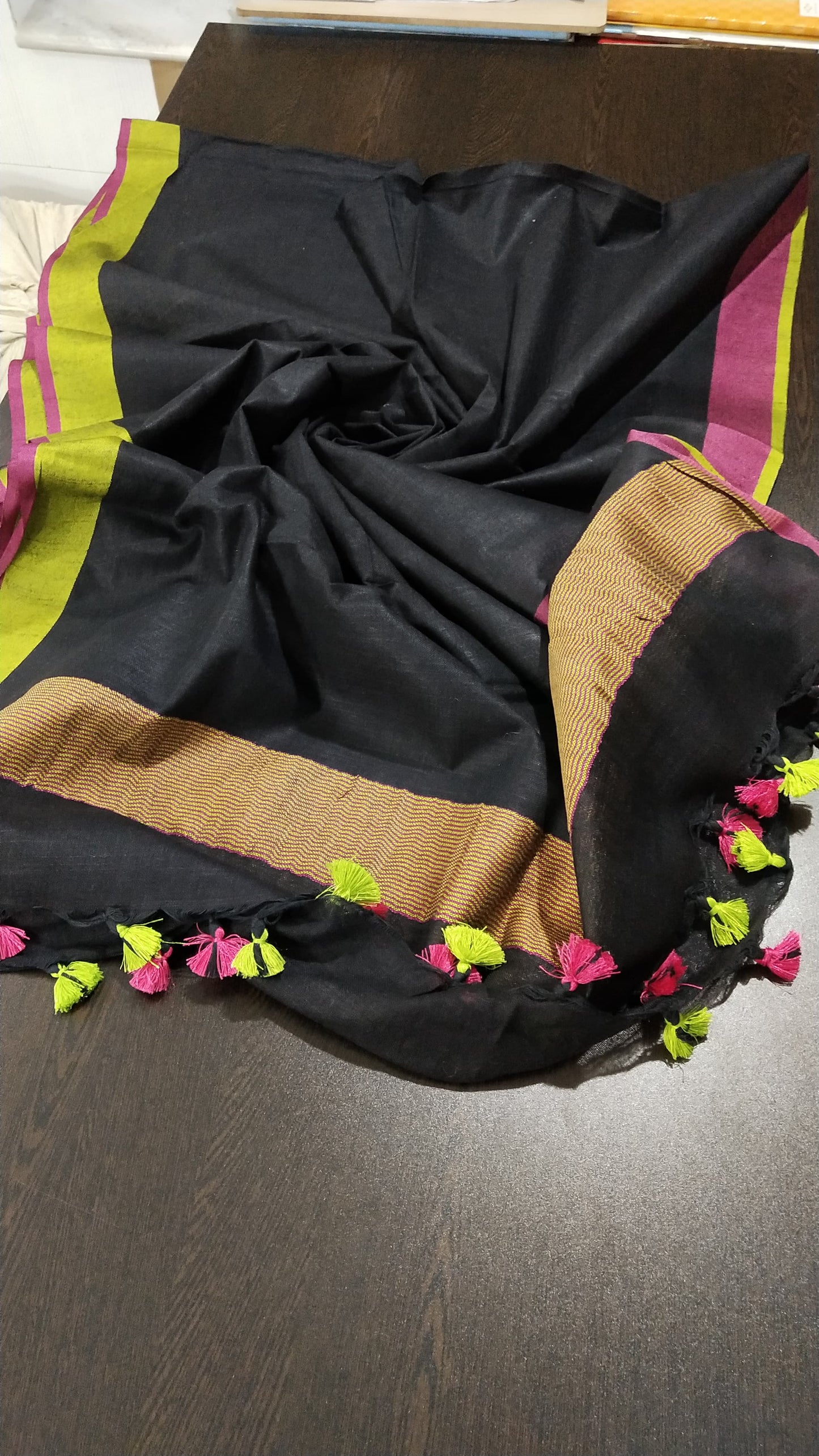 Black soft linen dupatta