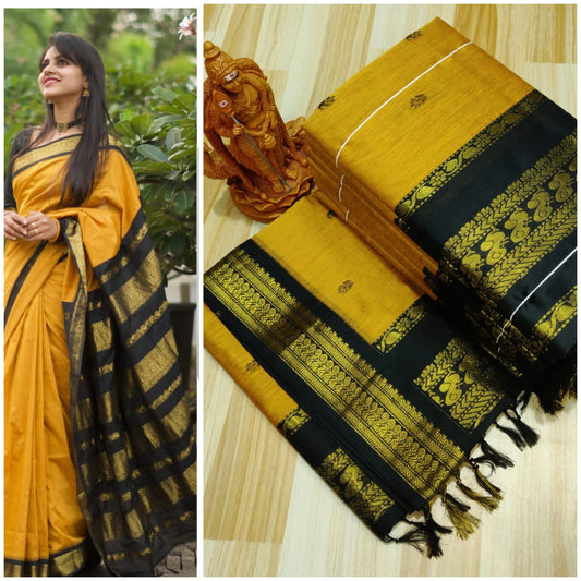 Yellow kalyani cotton sarees