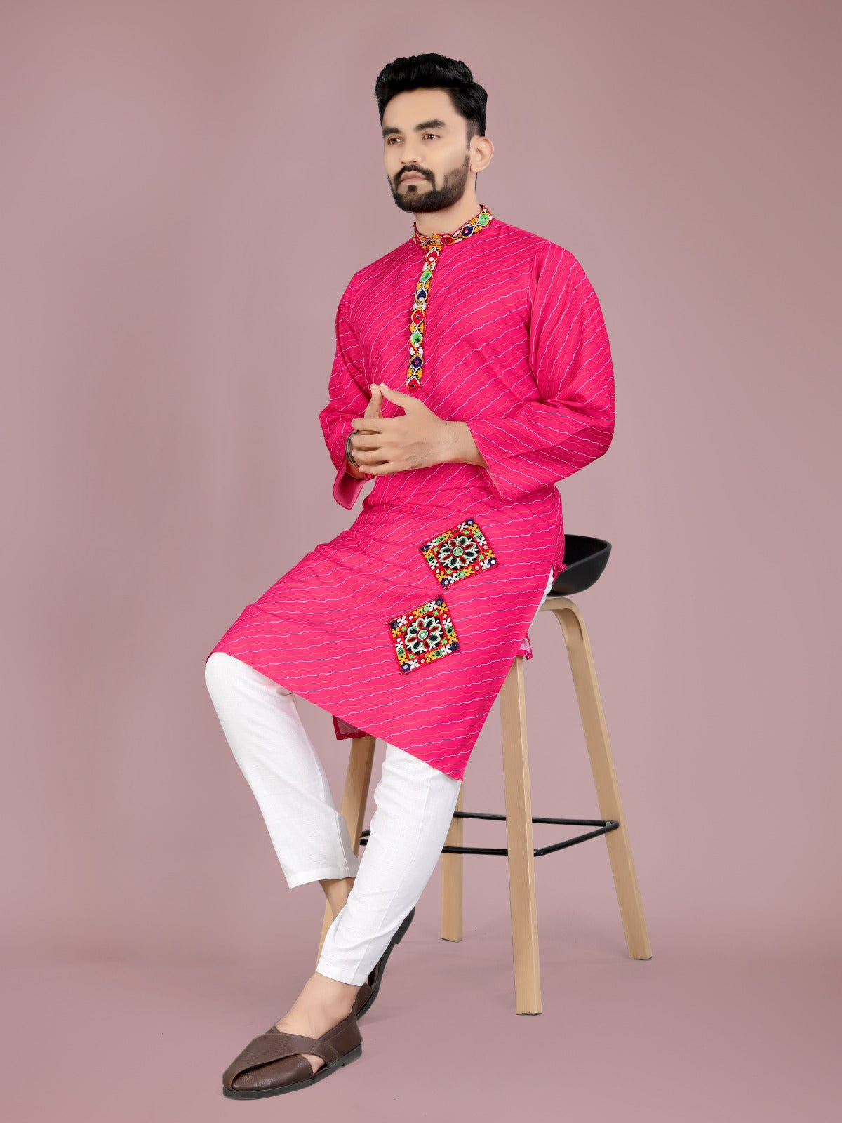 Pink traditional Navratri kurta and Pyjama Set