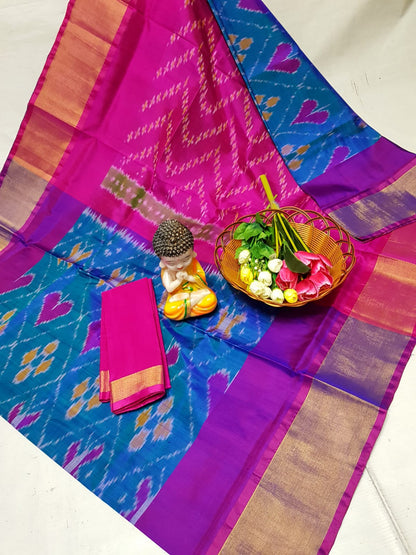 Light blue uppada pochampally sarees