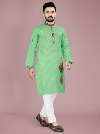 Green traditional Navratri kurta and Pyjama Set