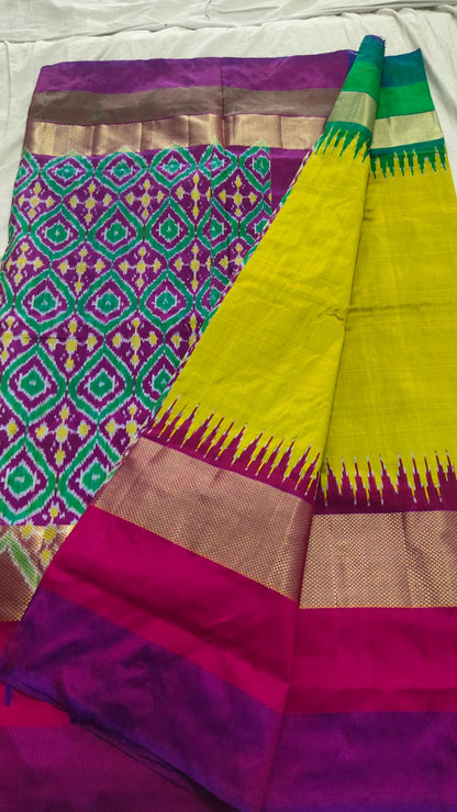 Apple green pochampally ikkat silk sarees