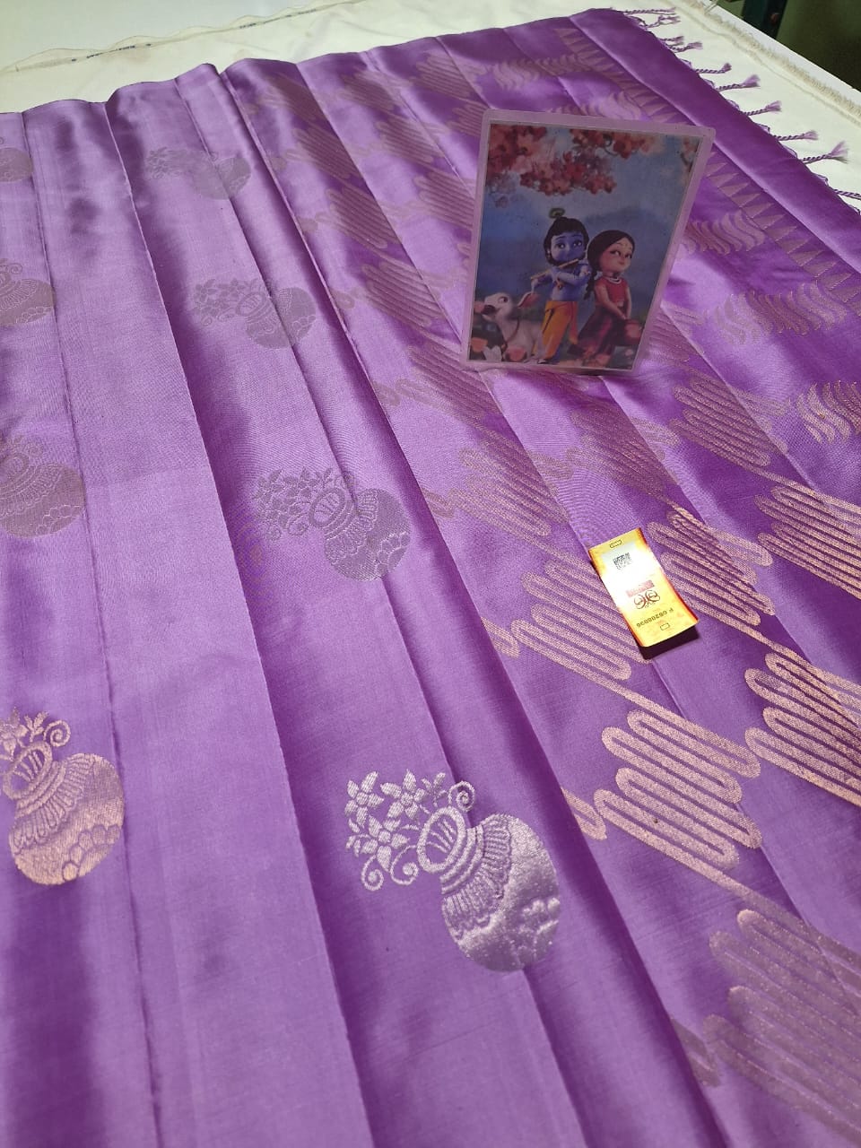 Lilac Pure kanchipuram soft silk sarees