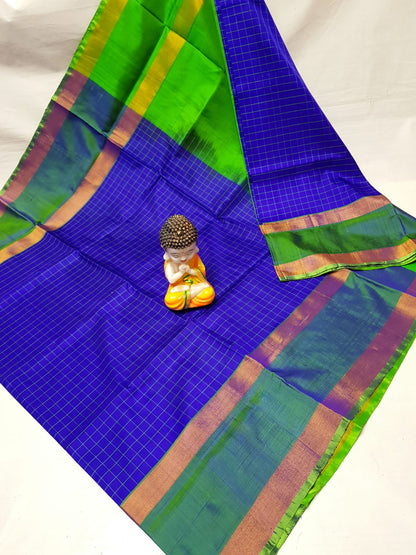 Dark blue uppada mahanati checks sarees