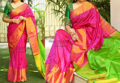 Dark pink Uppada small Jamdani butta Sarees