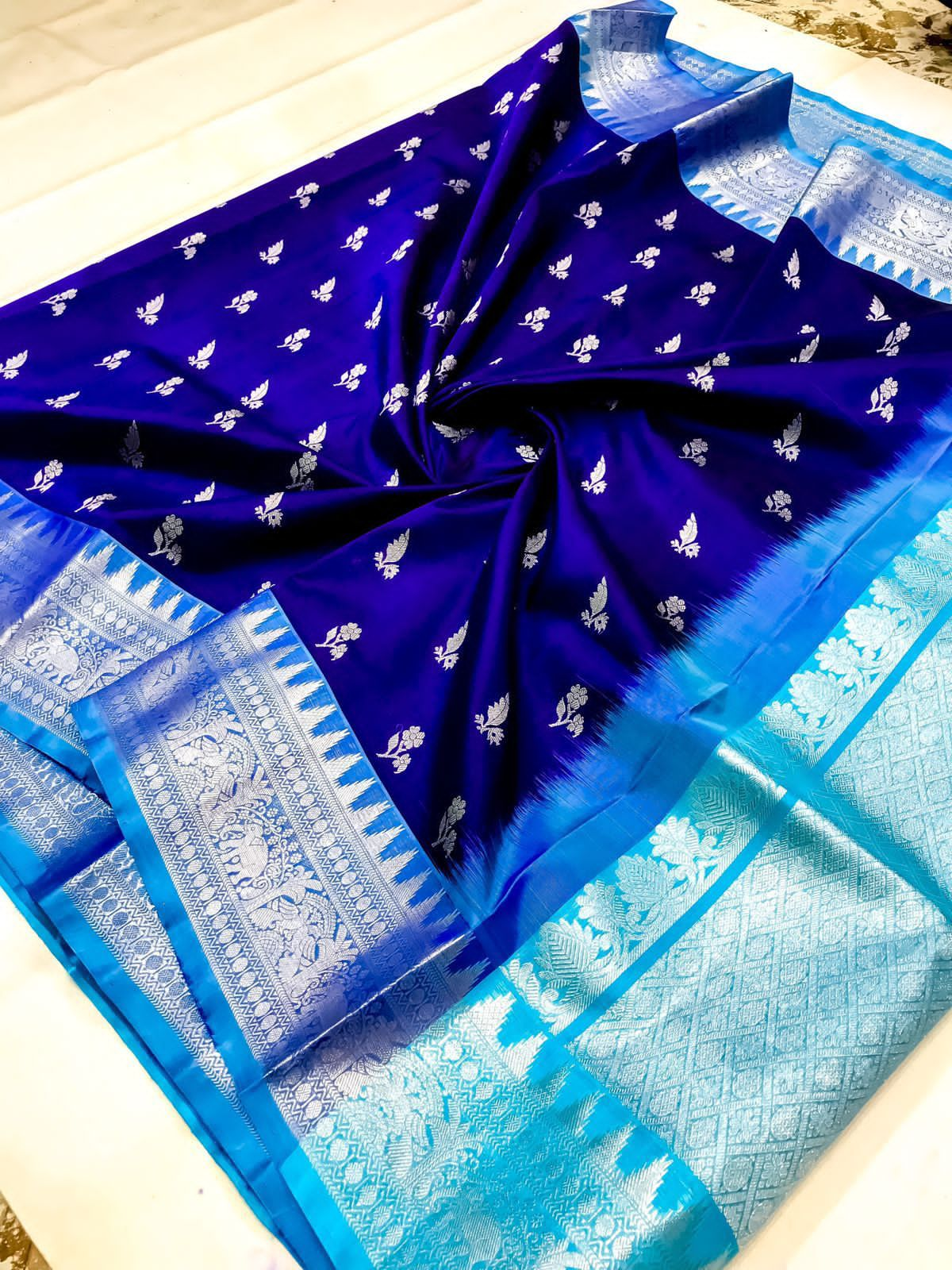 Navy blue Pure Venkatagiri silk sarees