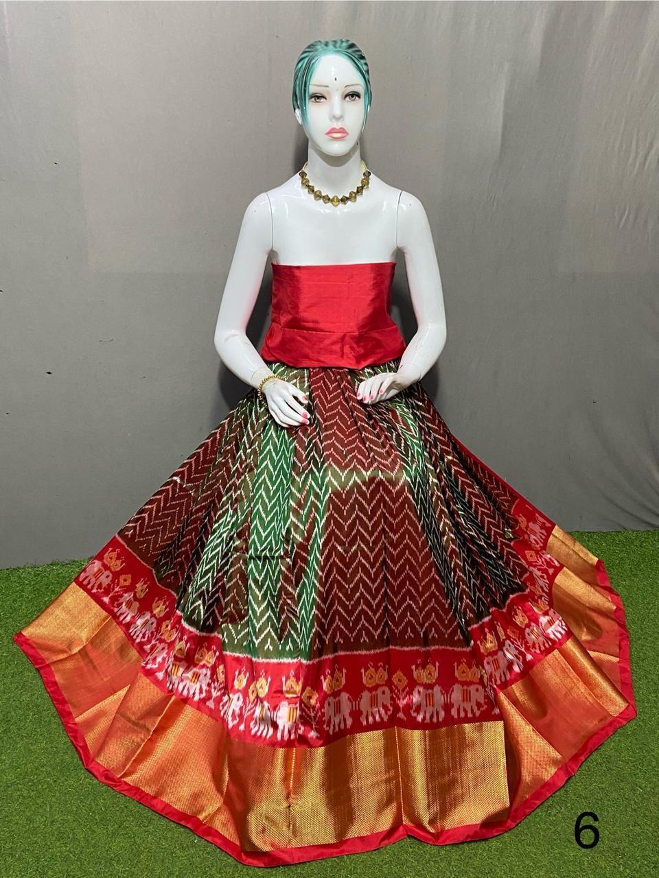 Pure pochampally ikkat silk lehenga