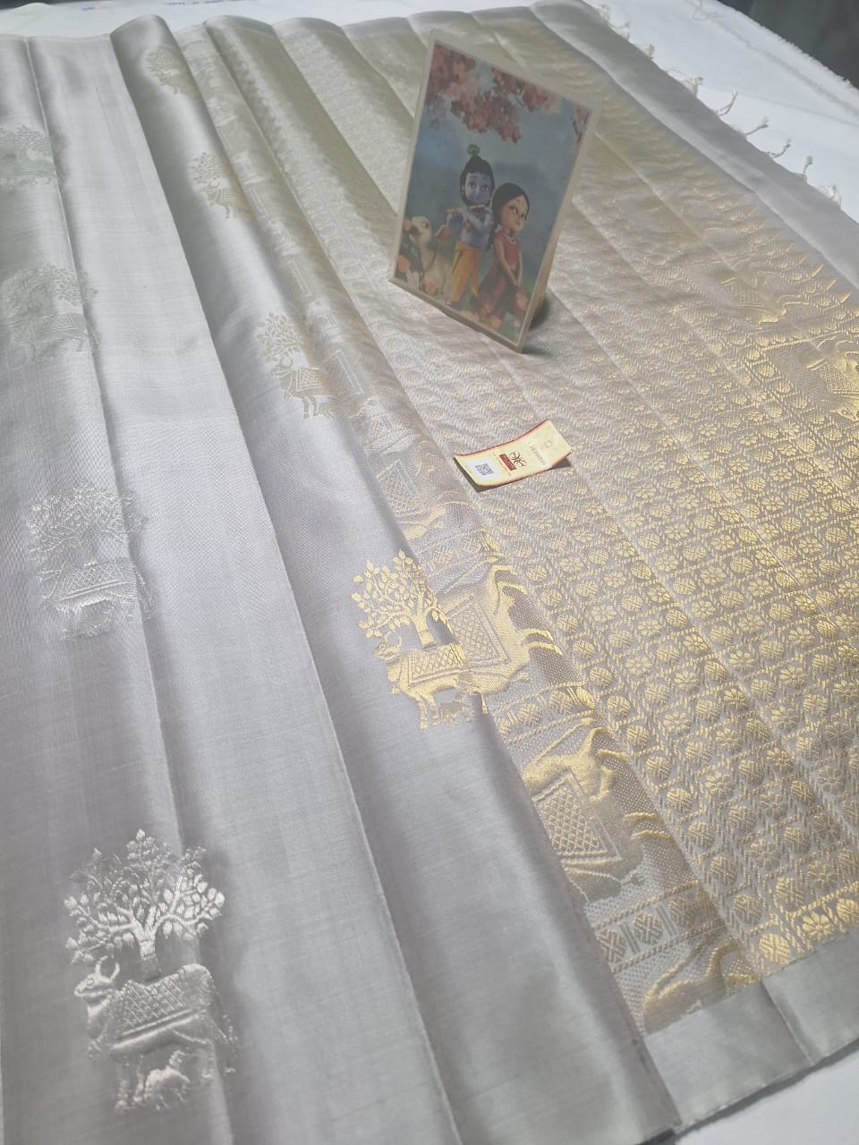 Grey Pure kanchipuram soft silk sarees