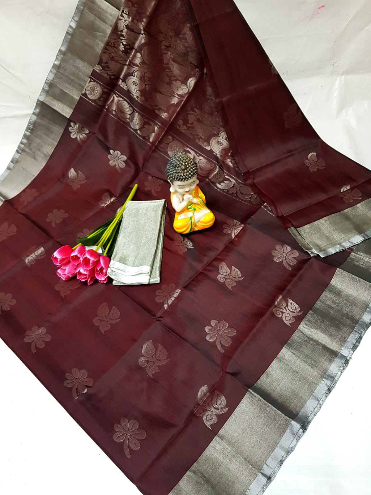 Chocolate brown Uppada silk sarees