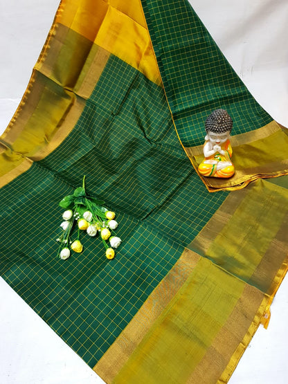 Bottle green uppada mahanati checks sarees