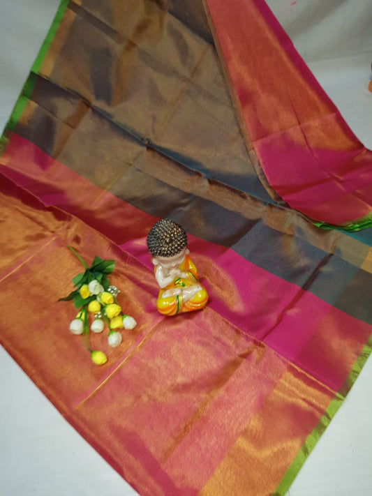 Dark pink Uppada tissue sarees