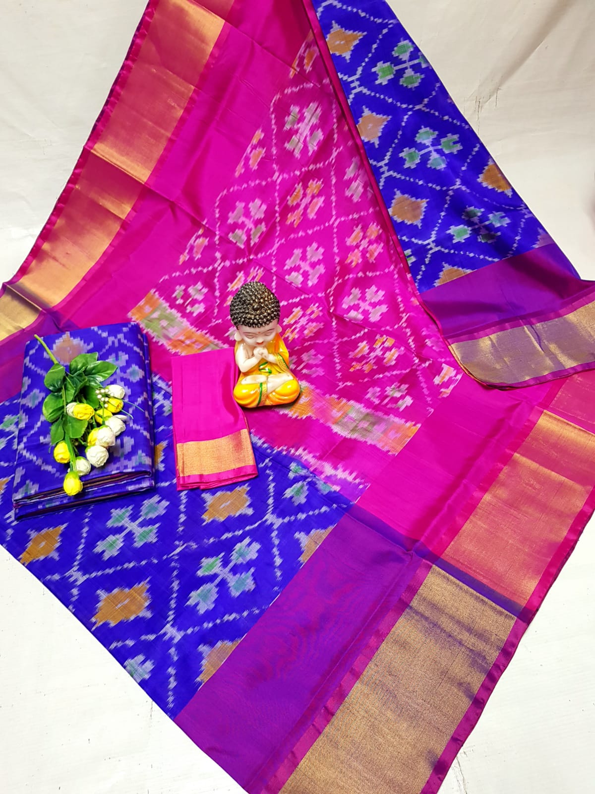 Dark blue uppada pochampally sarees