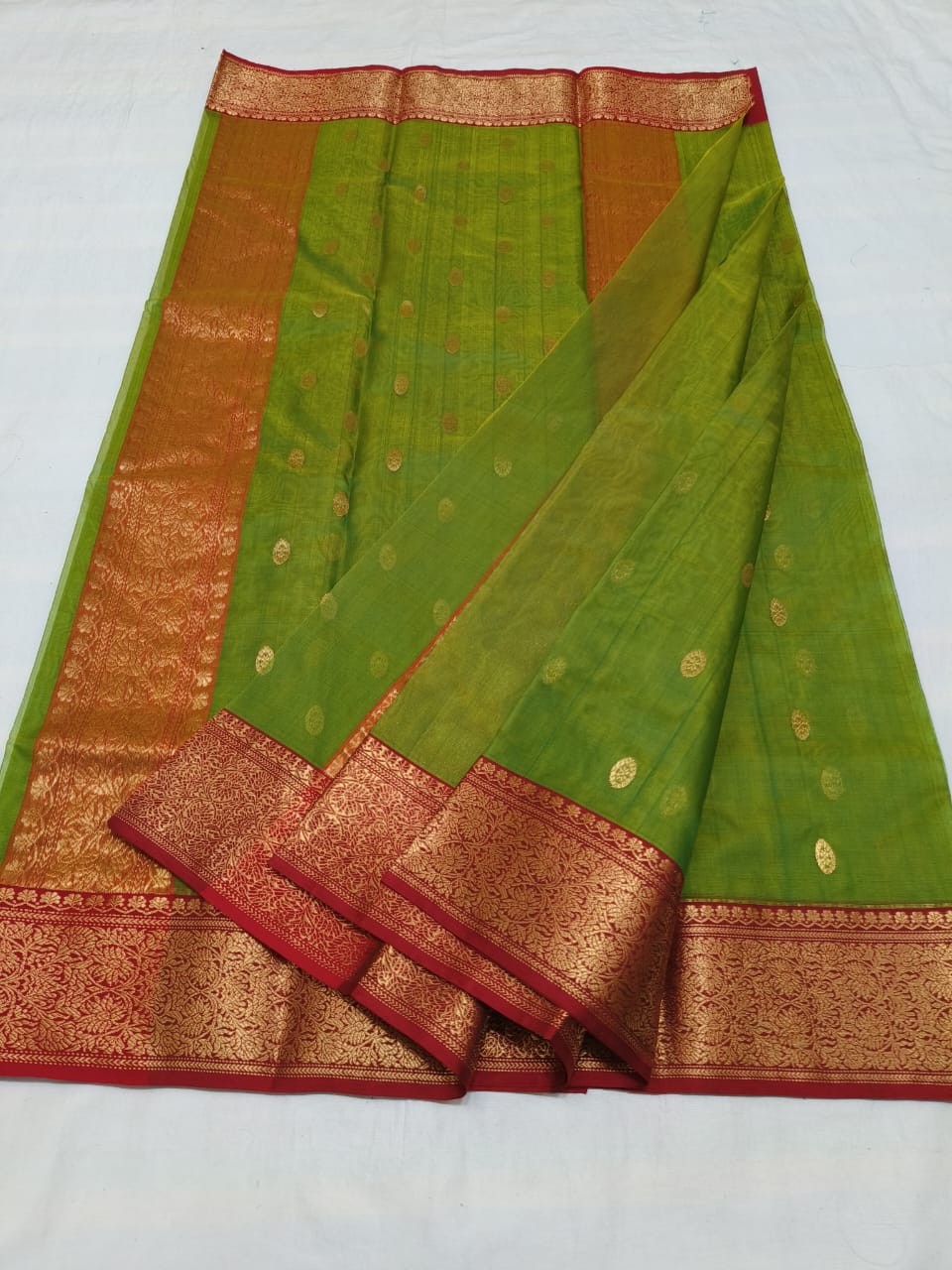 Green chanderi katan silk sarees