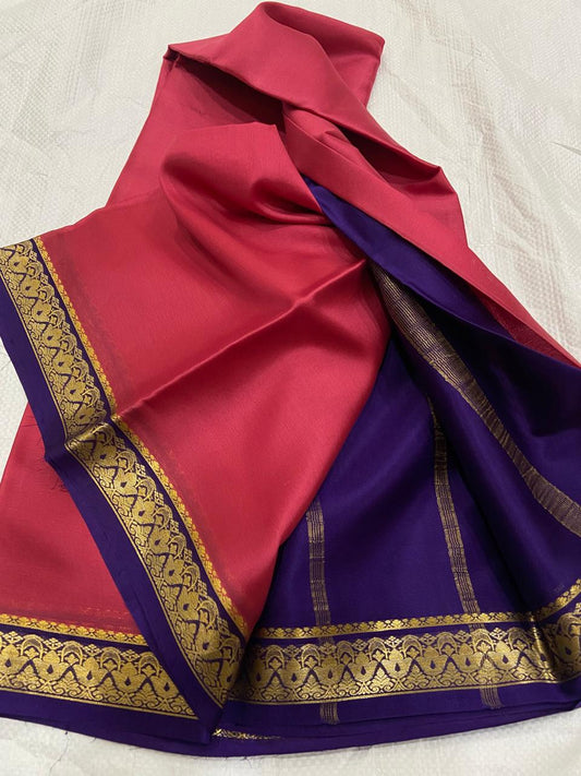 Brick red Pure Mysore crepe silk sarees