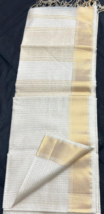 Cream Maheshwari sarees