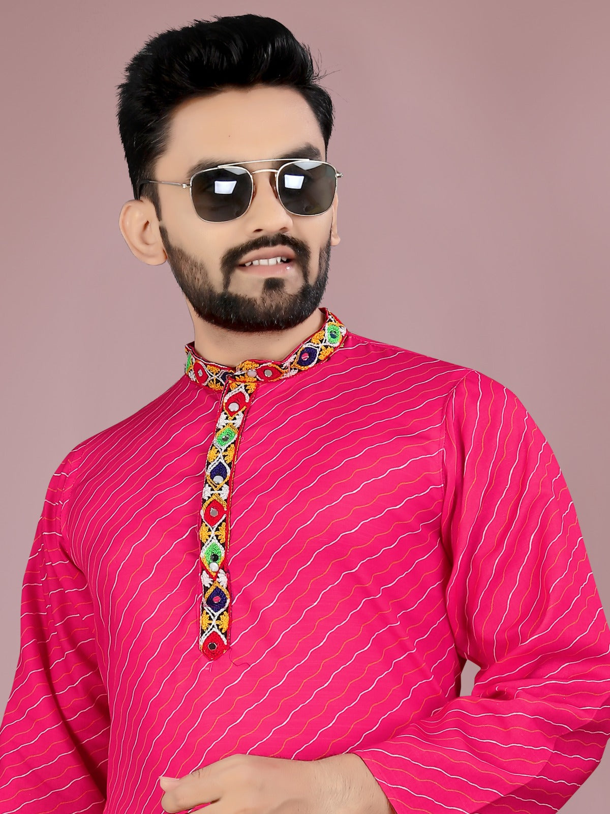 Pink traditional Navratri kurta and Pyjama Set