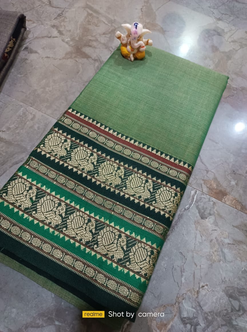 Green Narayanpet Cotton sarees