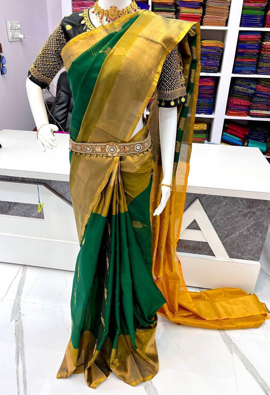 Dark green Uppada pattu sarees