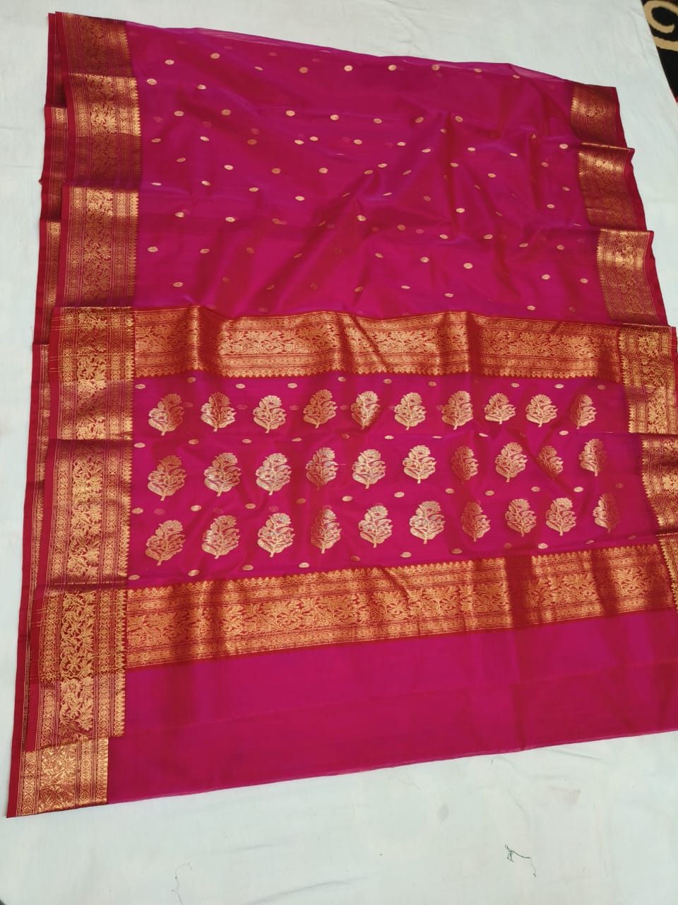 Dark pink chanderi katan silk sarees