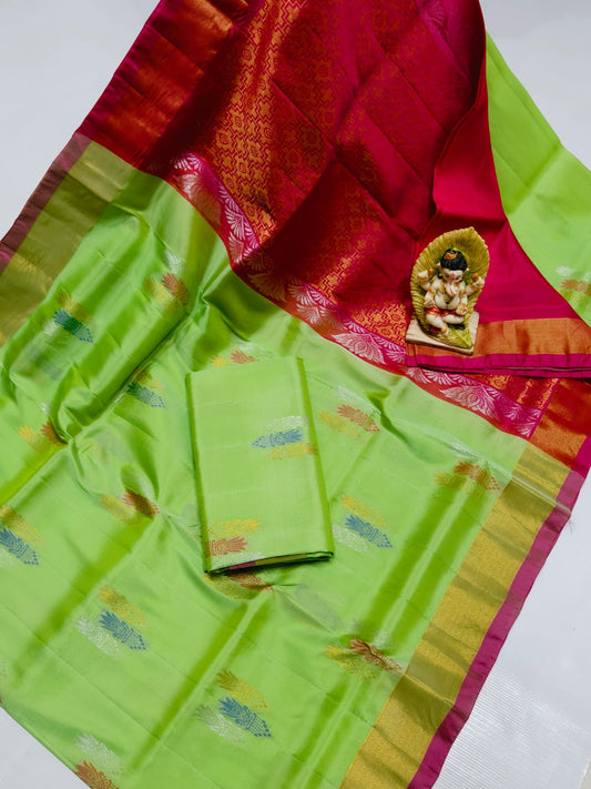 Pista green uppada 4 ply pattu sarees