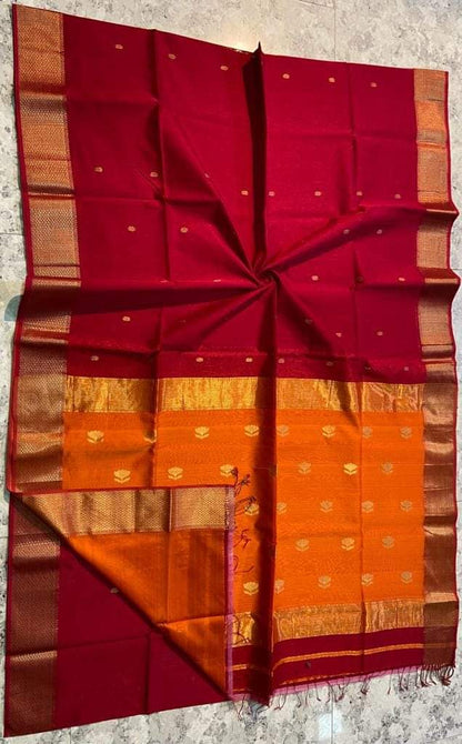 Red and Orange Maheshwari sarees