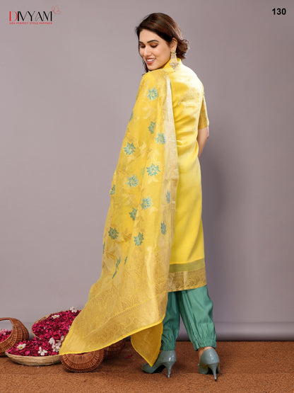 Yellow chanderi readymade suits