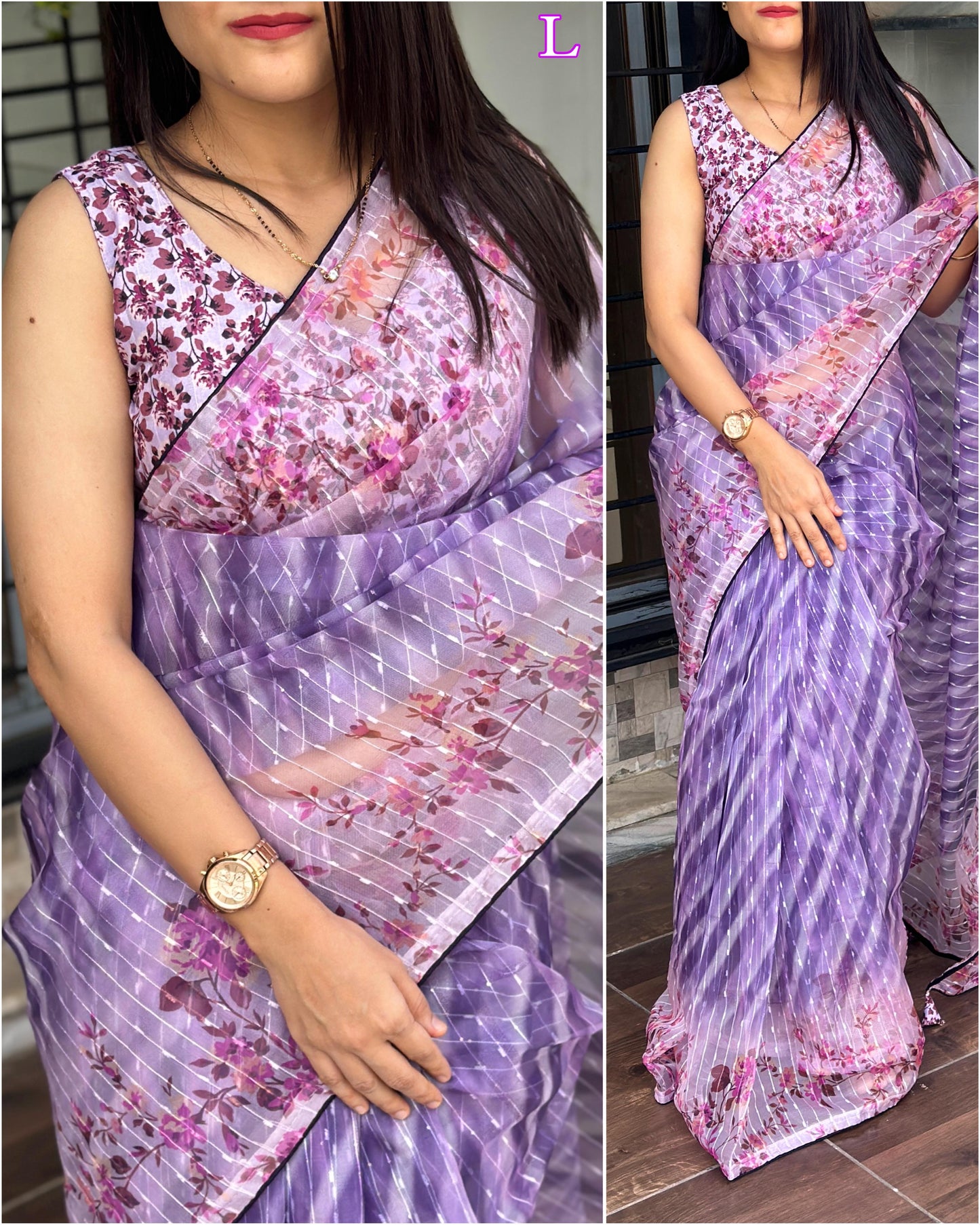 Purple soft organza sarees