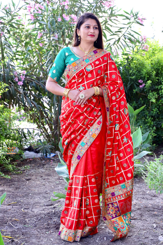 Red Vichitra silk patola sarees