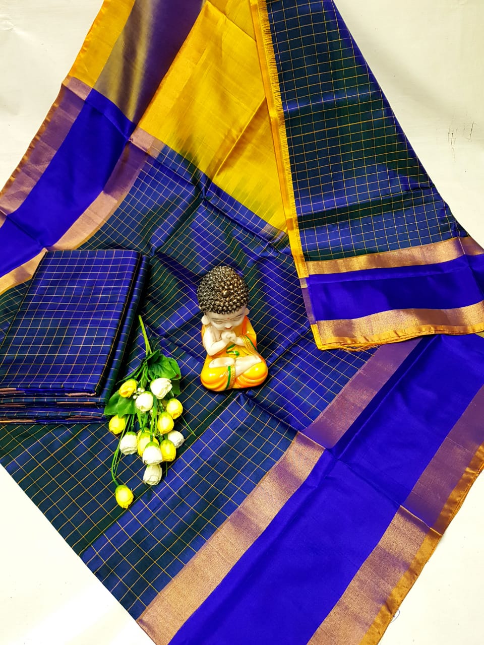 Navy blue uppada mahanati checks sarees