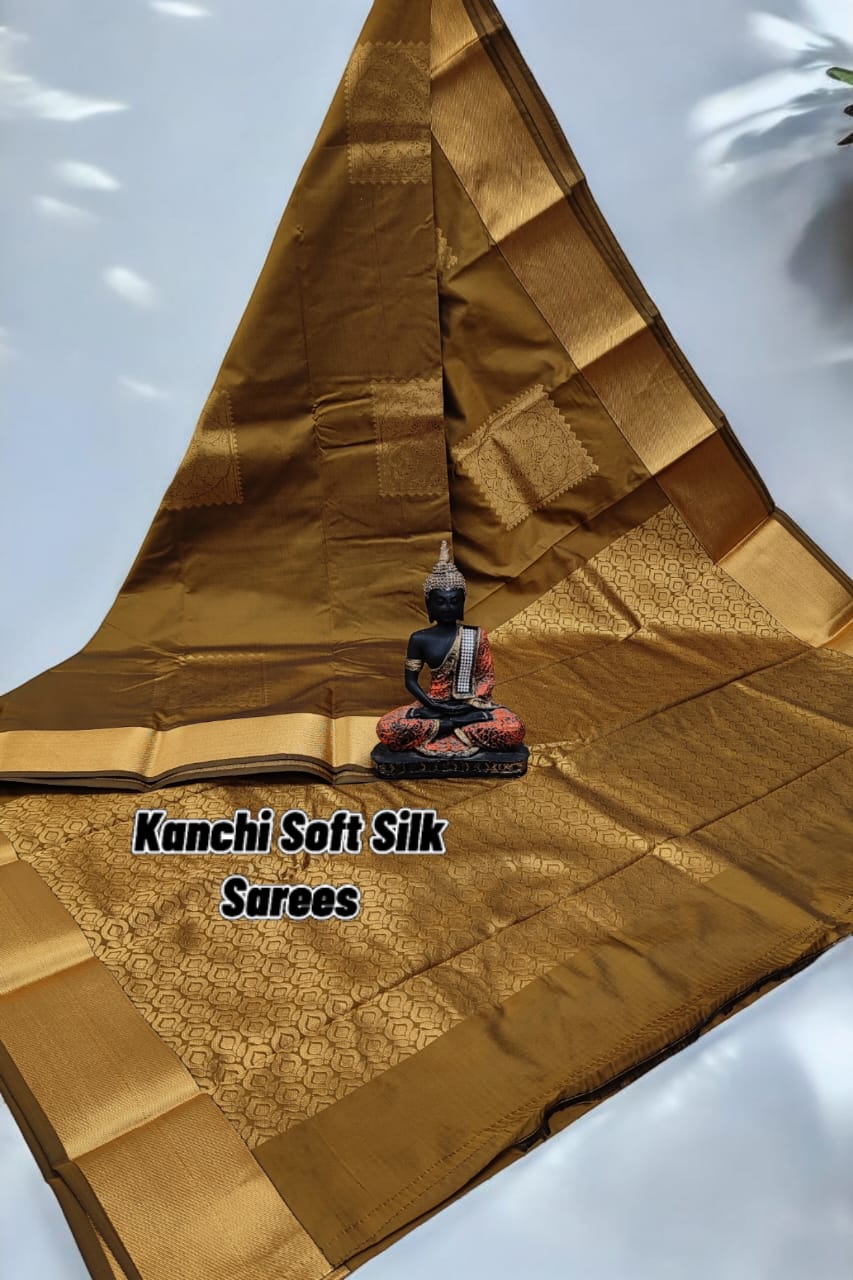 Dark mustard kanchi soft silk sarees