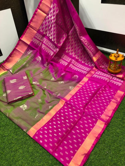 Uppada silk sarees with jamdani butta