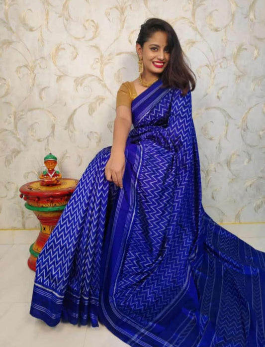 Navy blue handloom pochampally ikkat silk sarees