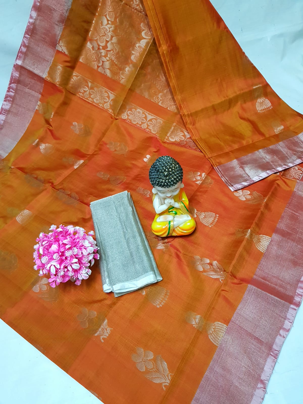 Orange handloom Uppada silk sarees