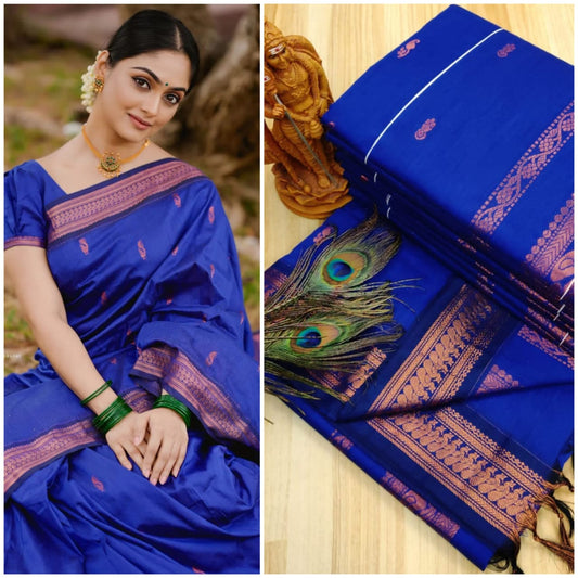 Dark blue kalyani cotton sarees