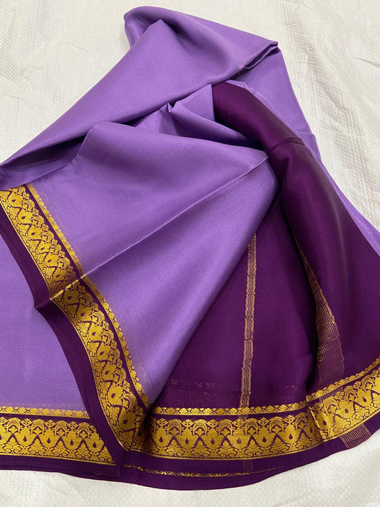 Lavender Pure Mysore crepe silk sarees