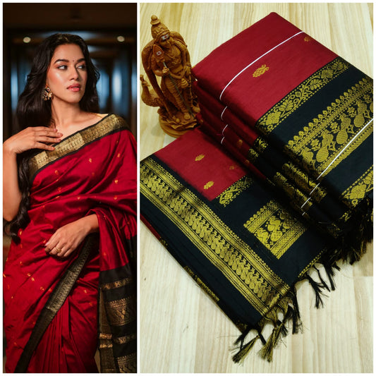 Maroon kalyani cotton sarees