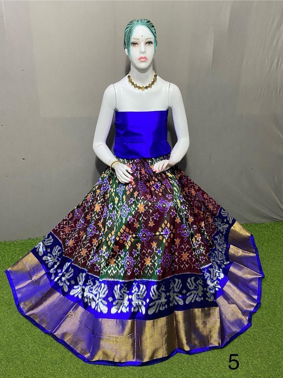 Pure pochampally ikkat silk lehenga