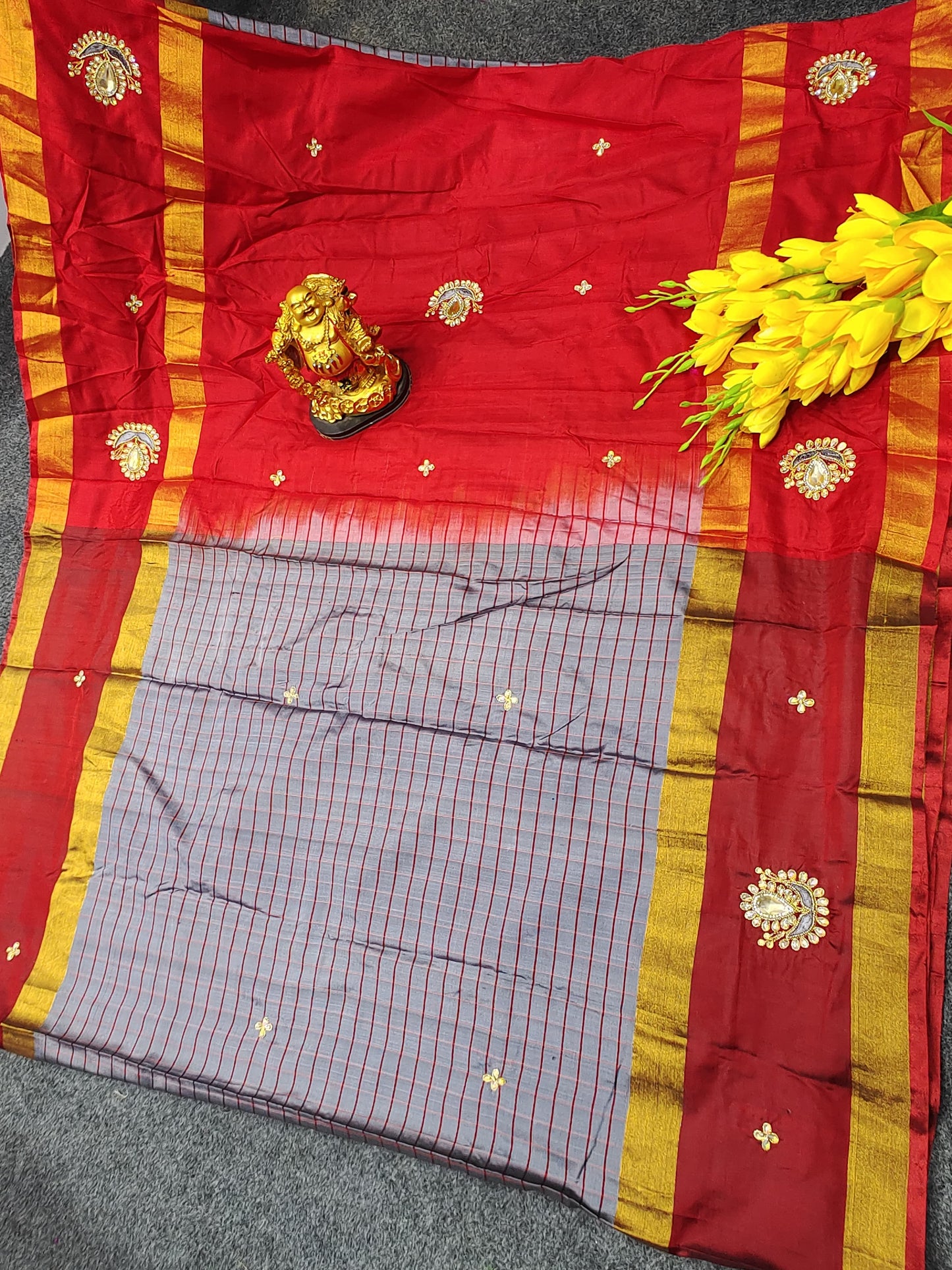 Gray Uppada Maggam Work Sarees