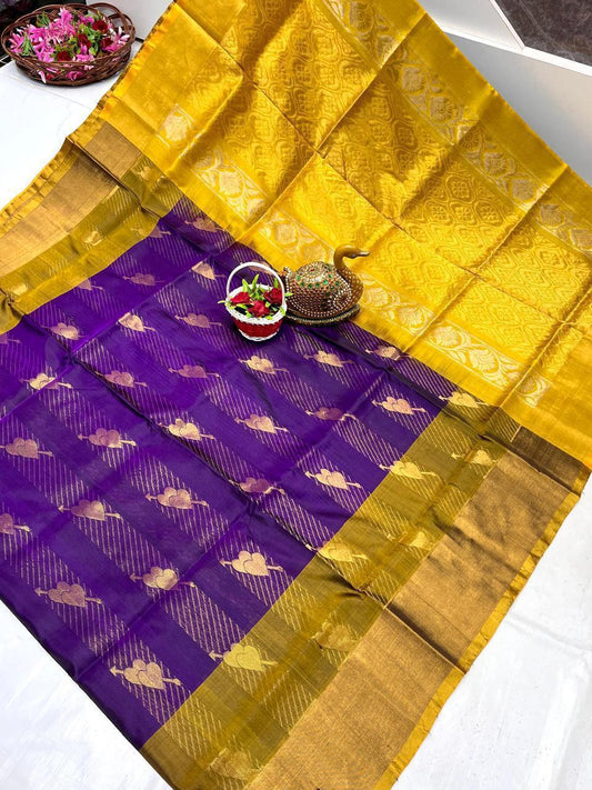 Dark purple Uppada pattu sarees