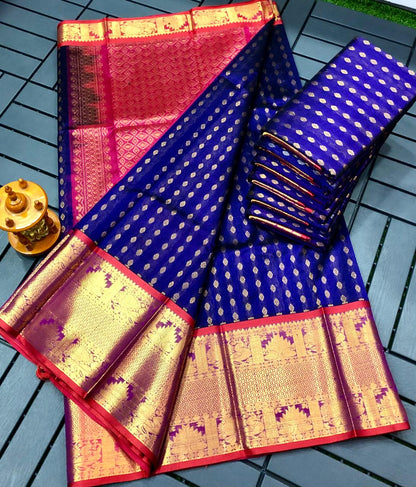 Navy blue Kuppadam kanchi border sarees