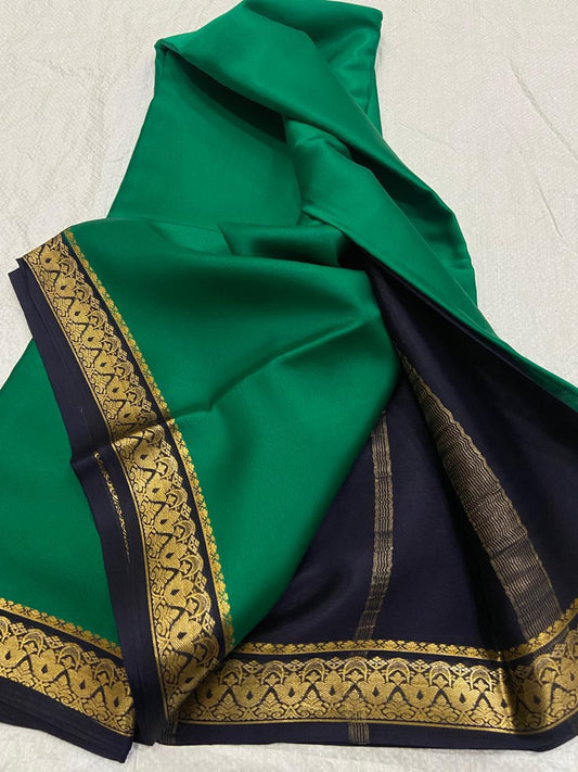 Green Pure Mysore crepe silk sarees