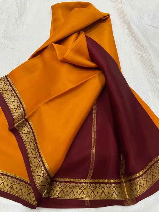 Orange Pure Mysore crepe silk sarees