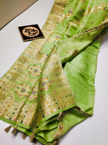 Green handloom Banarasi semi georgette silk sarees