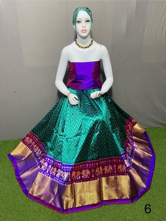 Rama green Pure pochampally ikkat silk lehenga