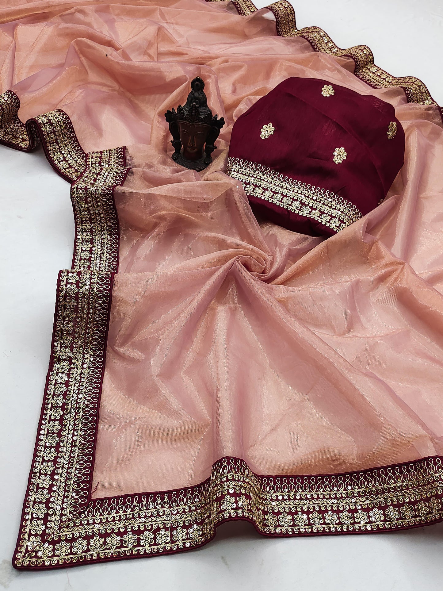 Tissue sarees with lace border