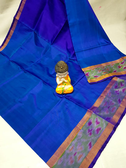 Blue Uppada sarees with small pochampally border