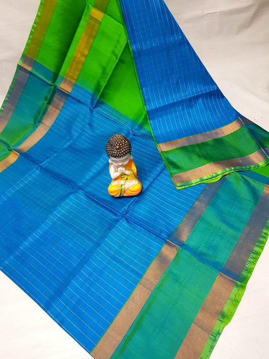 Sky blue and green uppada mahanati checks sarees