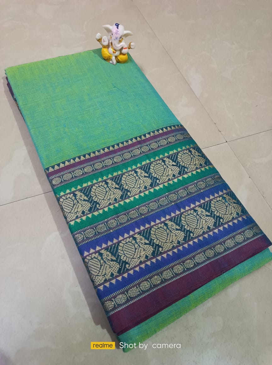 Light green Narayanpet Cotton  sarees